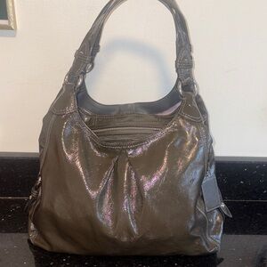 Coach Madison Maggie Patent Leather Shoulder Bag 2009 in EUC. Gray/ Green